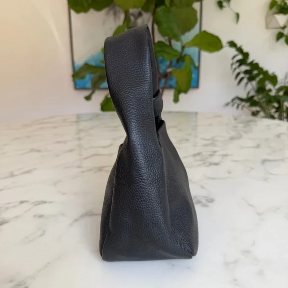 Quince Italian Leather Mini Bow Mini Shoulder Bag Pebbled Crossbody Gold Chain - Picture 5 of 14